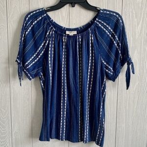 Style & Co. Blue & White Print Short Sleeve Top Size Medium 😍
